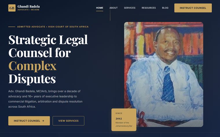 Adv. Ghandi Badela website mockup